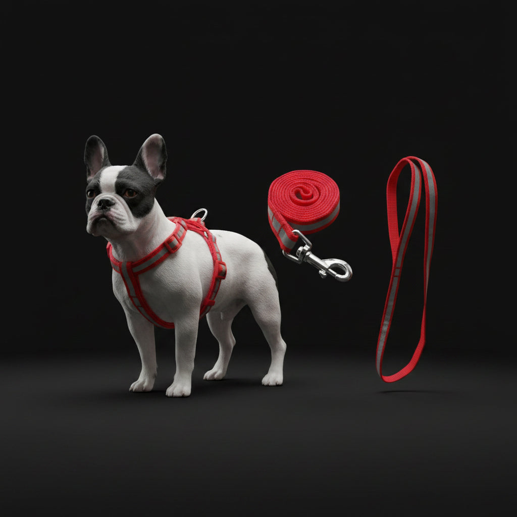 Nylon 0.15 mm Harness with 5 Feet Leash for Dog (Multicolor) (Set of 1)